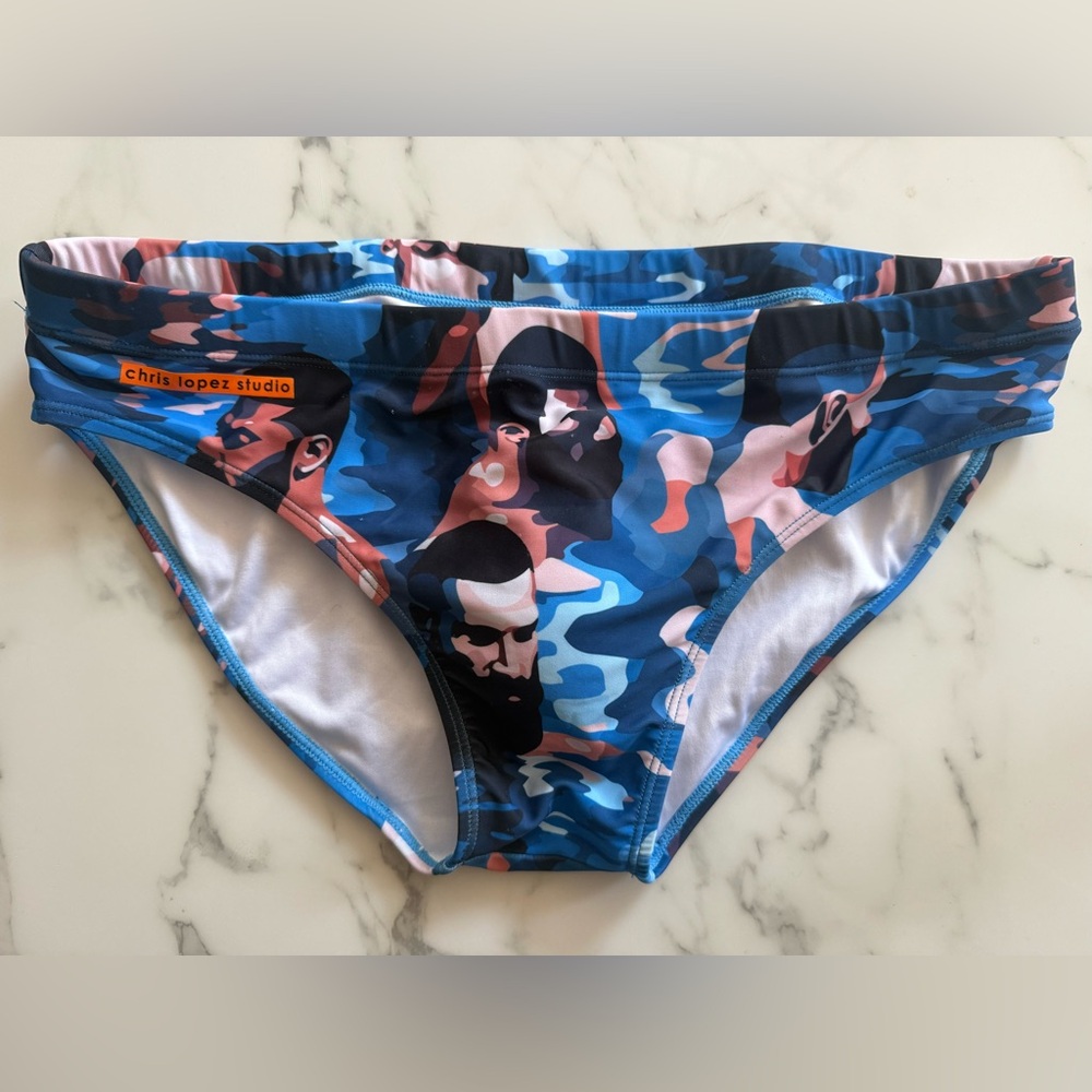 Men's Blue Camouflage Swim Briefs